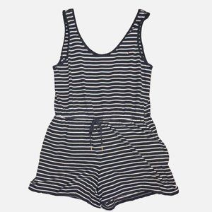Tommy Hilfiger Women's One Piece Shorts Romper Navy Striped Size L Drawstring